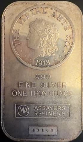 The Metal Arts Co. Morgan Design 1913 Silver Art Bar