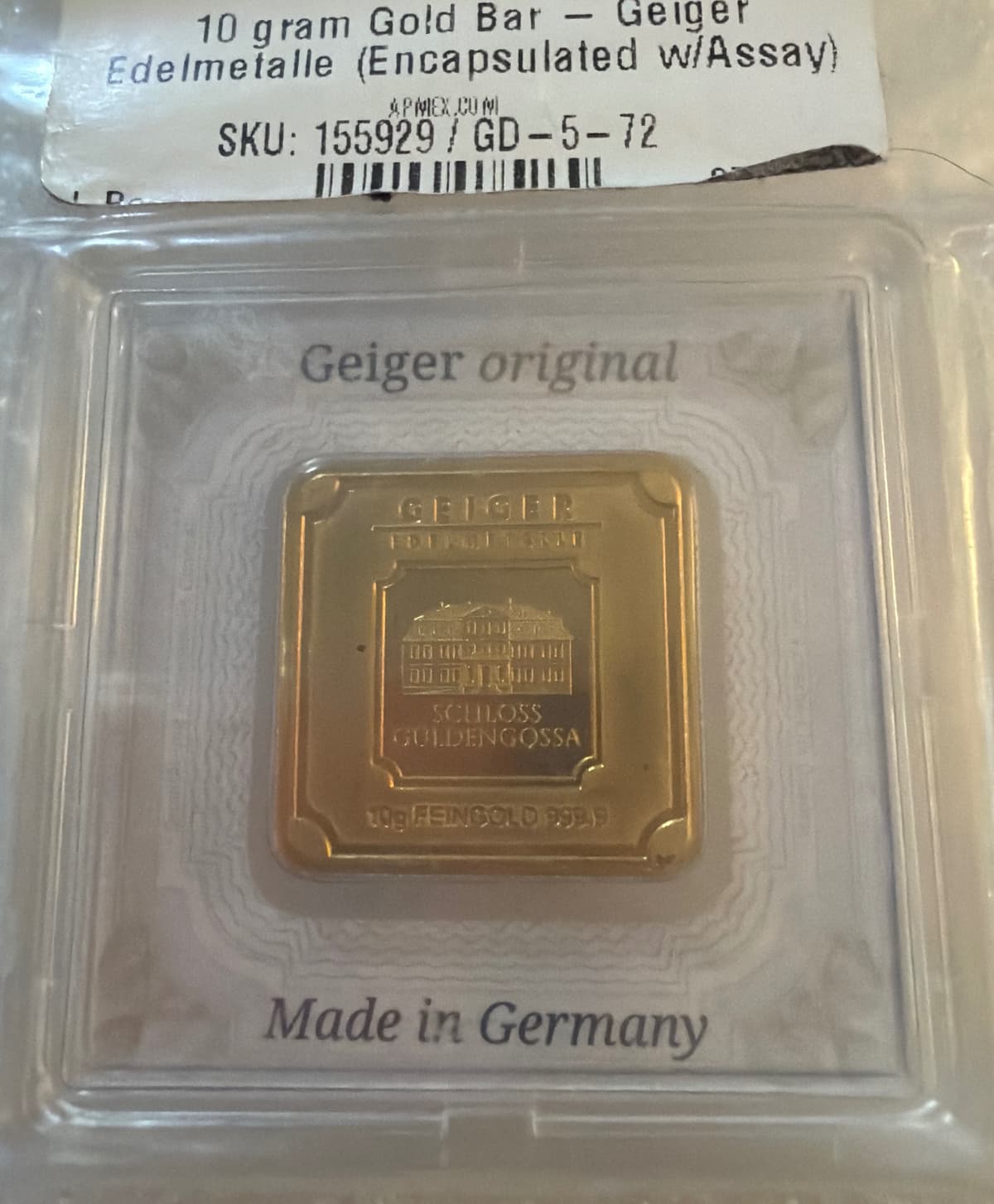 10 gram Geiger Edelmetalle Gold Bar